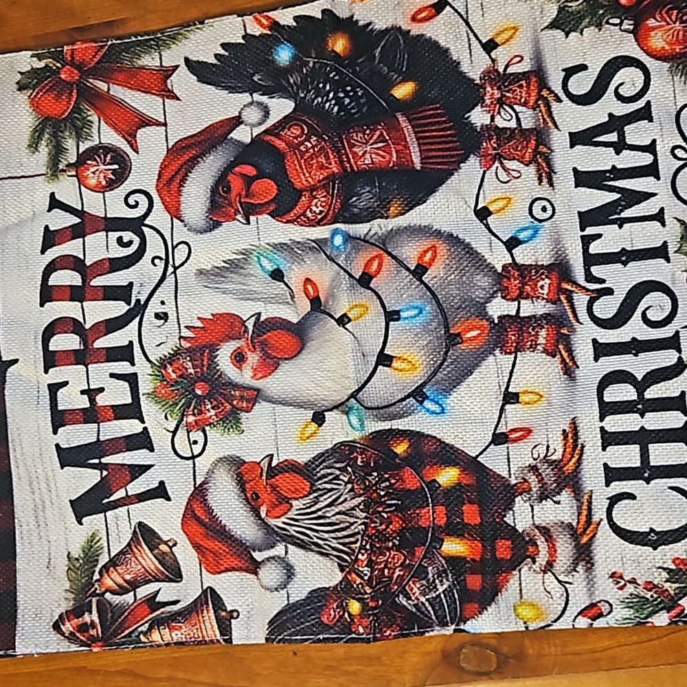Garden Flag, Chickens, Merry Christmas - Picture 2 of 4